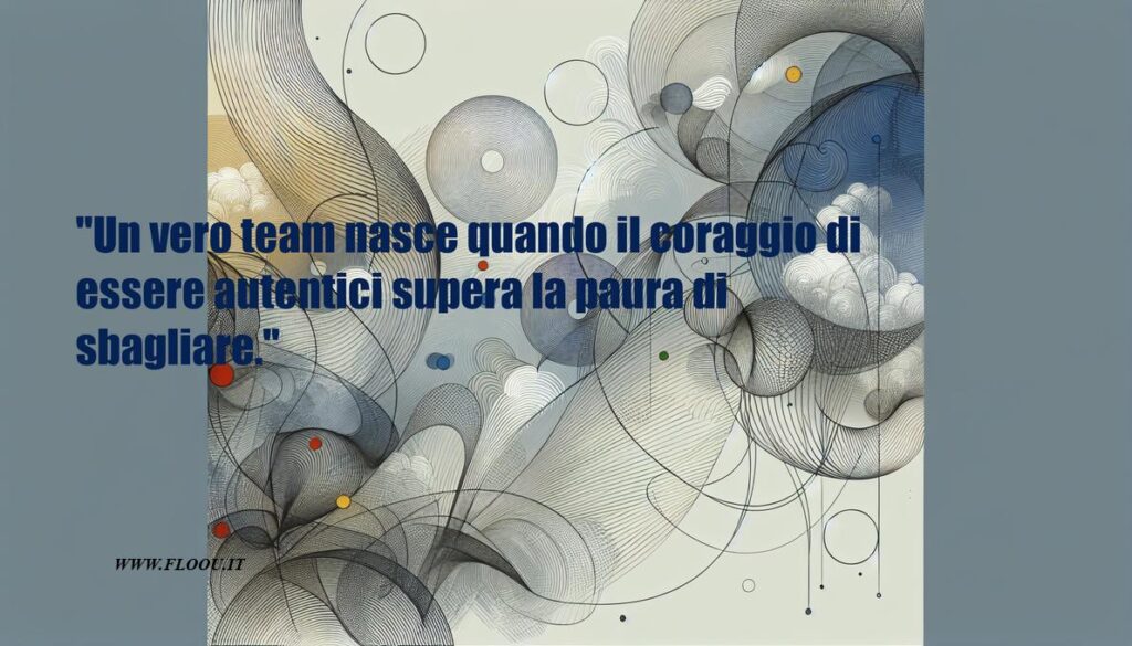 Un abstract che rappresenta la costruzione di un team di lavoro efficace, con linee sottili, colori soft e simboli di collaborazione, leadership, motivazione, comunicazione interna e ruoli chiari.
