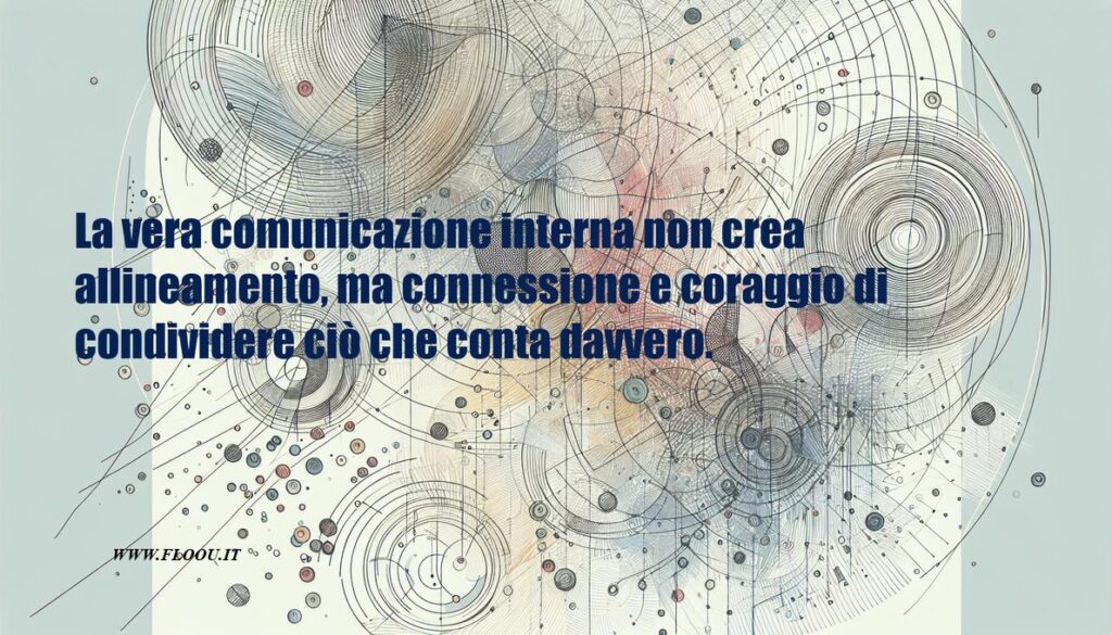 Astrazione elegante su comunicazione interna autentica e fiducia.