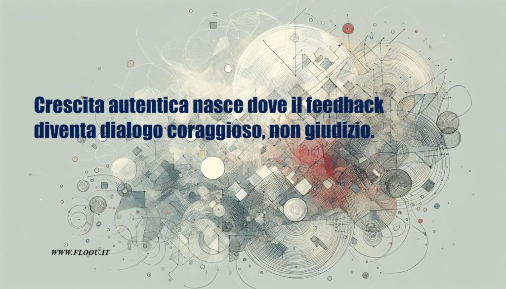 Astratto minimalista che rappresenta la cultura del feedback come atto di cura e crescita nella squadra.